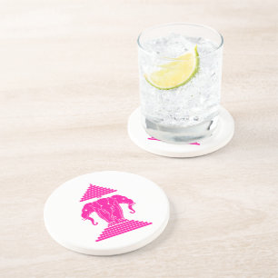 Dessous De Verre En Grès Erawan rose trois éléphant en tête Lao / Laos Drap