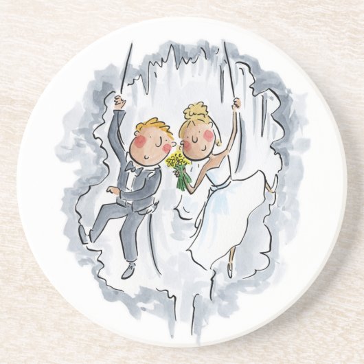 Dessous De Verre En Grès Escalade Mariage Couple (Devant)