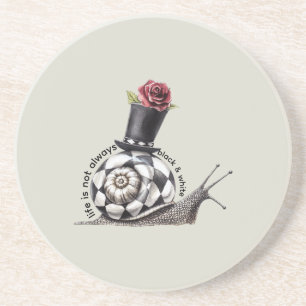 Dessous De Verre En Grès Escargot Rose Rouge Vie Pas En Noir Et Blanc