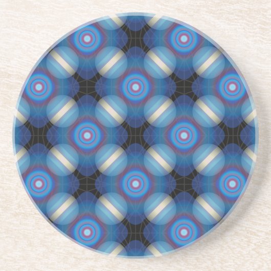 Dessous De Verre En Grès Espace Géométrique Bleu (Devant)