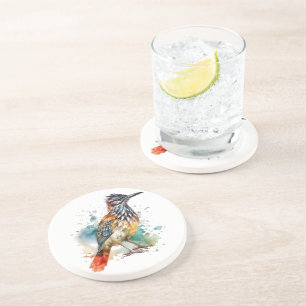 Dessous De Verre En Grès Esprit du désert, Grand Géocoucou en aquarelle