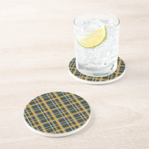 Dessous De Verre En Grès Esthétique carreaux dorés et bleu marine foncé