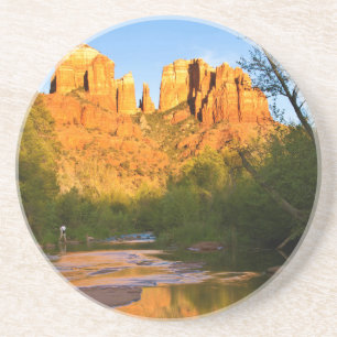 Dessous De Verre En Grès États-Unis, Arizona. Cathedral Rock au coucher du