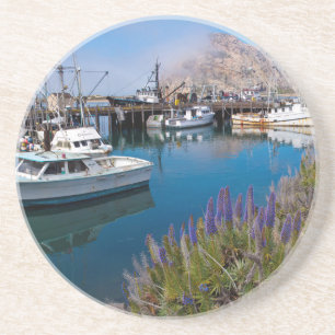 Dessous De Verre En Grès États-Unis, Californie. Bateaux amarrés à Morro Ba