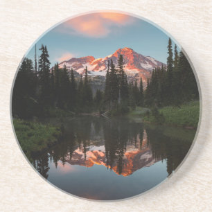 Dessous De Verre En Grès États-Unis, État de Washington. Mt. Rainier Reflet