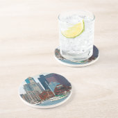 Dessous De Verre En Grès États-Unis, Massachusetts. Skyline de Boston Water (Côté)