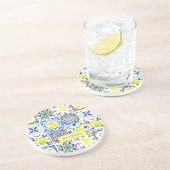 Dessous De Verre En Grès Été agrumes siciliens majolica méditerranéenne (Côté)