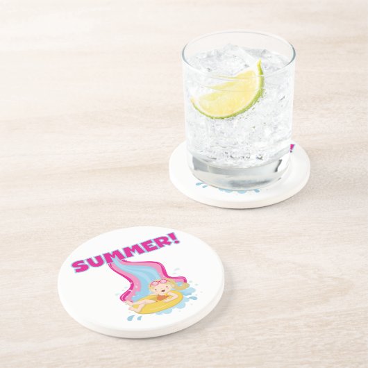 Dessous De Verre En Grès Été blond de fille (Côté)