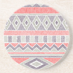 Dessous De Verre En Grès Ethnic Striped Tribal : Vintage artisanal