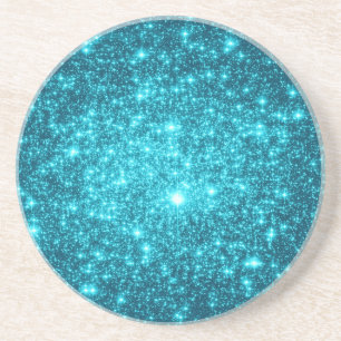 Dessous De Verre En Grès Étincelle Turquoise