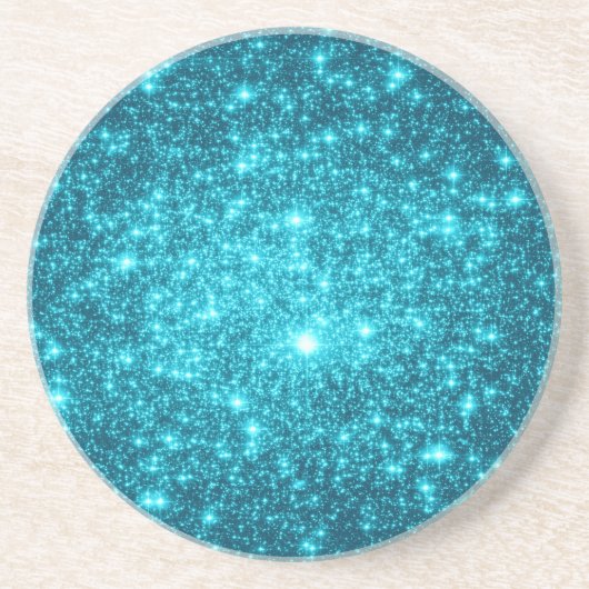 Dessous De Verre En Grès Étincelle Turquoise (Devant)
