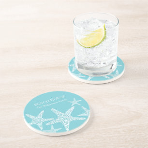 Dessous De Verre En Grès Étoile de mer bleue aquatique Maison de plage côti