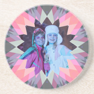 Dessous De Verre En Grès Étoile de Noël personnalisée rose gris cadeau phot
