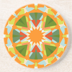 Dessous De Verre En Grès Étoile verte orange vif Kitsch Eclectique