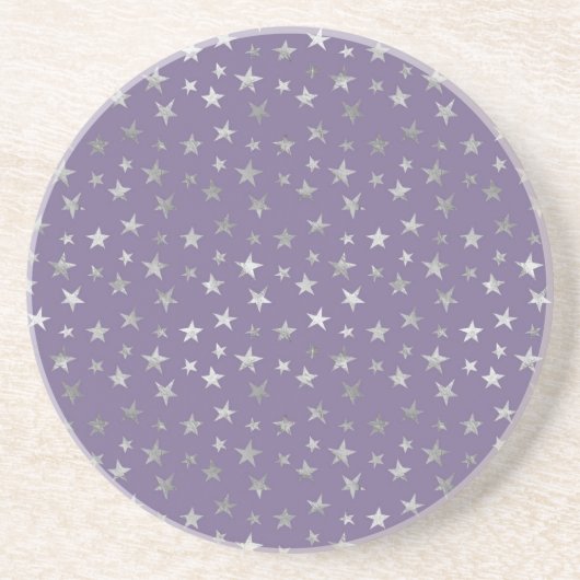 Dessous De Verre En Grès Étoiles Argentées Violettes (Devant)