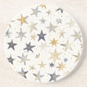 Dessous De Verre En Grès Étoiles Bleues Or Argent (Devant)
