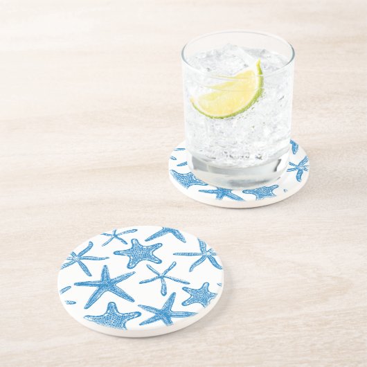 Dessous De Verre En Grès étoiles de mer en bleu (Côté)