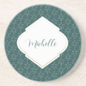 Dessous De Verre En Grès Étoiles de Noël Motif Monogramme Pine Vert (Devant)