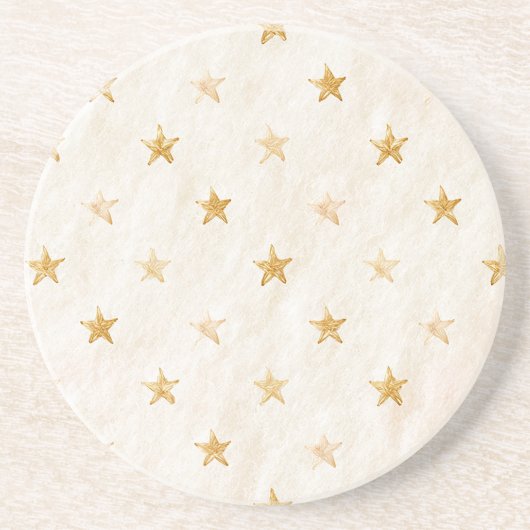 Dessous De Verre En Grès Étoiles Dorées Crème (Devant)