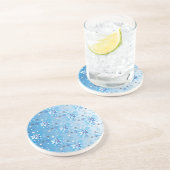 Dessous De Verre En Grès Étoiles et flocons de neige bleu et blanc complexe (Côté)