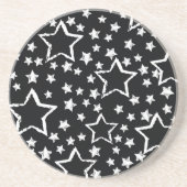 Dessous De Verre En Grès étoiles noires, blanches : grogne urbaine. (Devant)