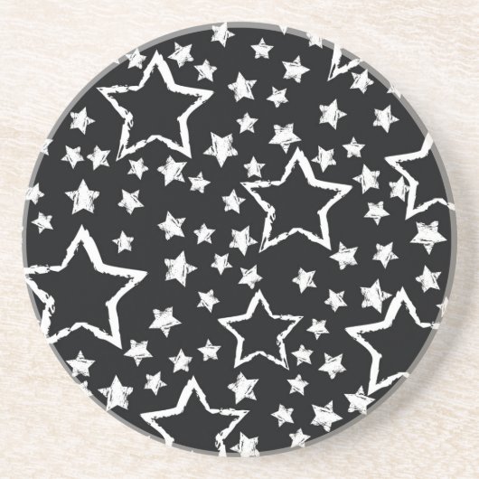 Dessous De Verre En Grès étoiles noires, blanches : grogne urbaine. (Devant)