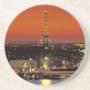 Dessous De Verre En Grès Europe, France, Paris. Vue au coucher du soleil de