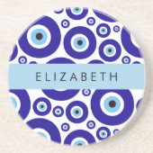 Dessous De Verre En Grès Evil Eye, Greek Eye, Turkish Eye, Mati, Your Name (Devant)