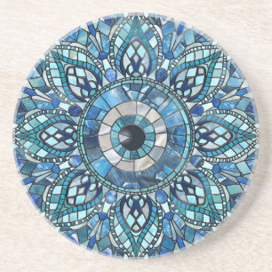 Dessous De Verre En Grès Evil Oeil Amulet Mosaic Mandala Art