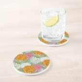 Dessous De Verre En Grès Excellent motif avec des chrysanthèmes (Côté)