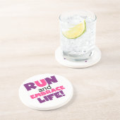 Dessous De Verre En Grès Exécuter Embrasser la vie rose pourpre (Côté)