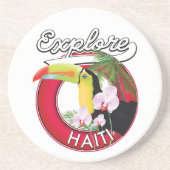 Dessous De Verre En Grès Explorez le logo Haïti. (Devant)