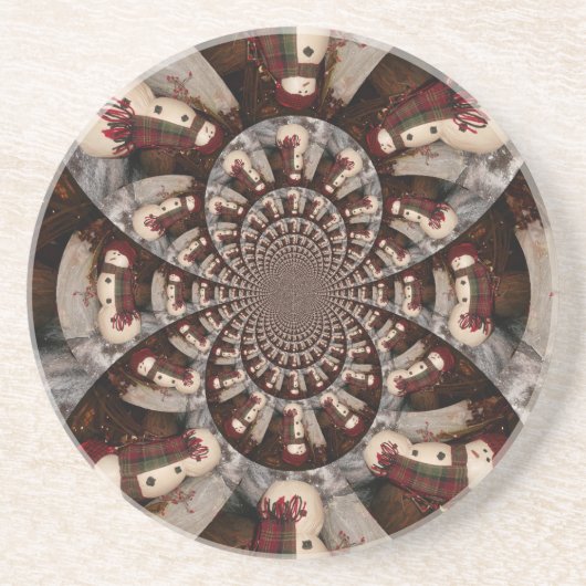 Dessous De Verre En Grès Extraordinaire Snowman (Devant)