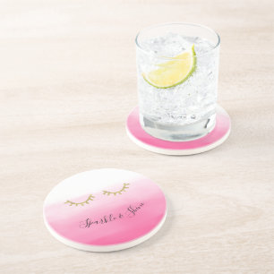 Dessous De Verre En Grès Eyelashes de Parties scintillant en or rose