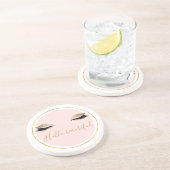 Dessous De Verre En Grès Eyelashes Noir Rose Or Glitzy (Côté)