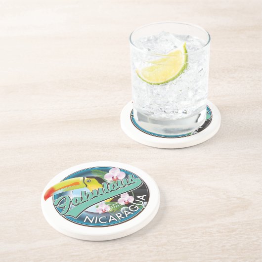 Dessous De Verre En Grès Fabulous Nicaragua logo toucan (Côté)