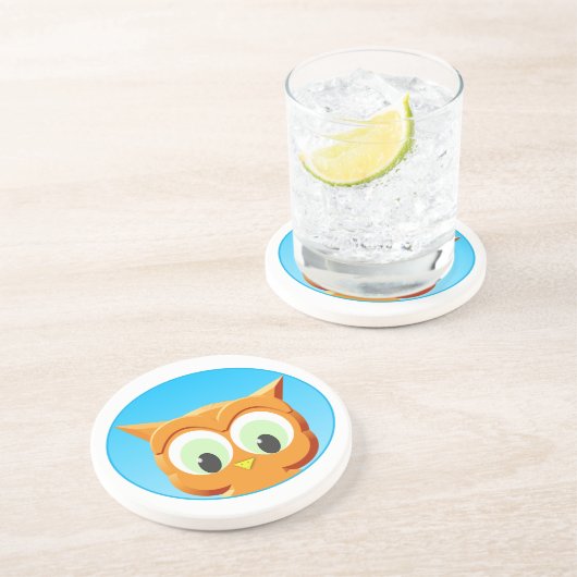 Dessous De Verre En Grès Face D'Une Petite Chouette (Côté)