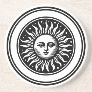 Dessous De Verre En Grès Face Sun 02