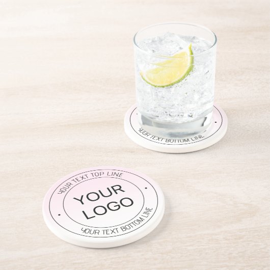 Dessous De Verre En Grès Facile Logo Remplacement & Editable Texte Rose Omb (Côté)