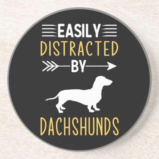 Dessous De Verre En Grès Facilement Distrait Par Les Dachshunds (Devant)