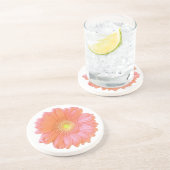 Dessous De Verre En Grès Faisée de gerbera orange (Côté)