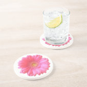 Dessous De Verre En Grès Faisée de gerbera rose (Côté)
