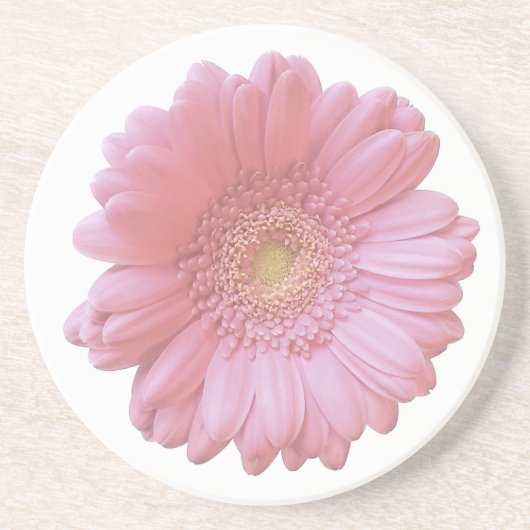 Dessous De Verre En Grès Faisée de gerbera rose pâle (Devant)