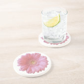 Dessous De Verre En Grès Faisée de gerbera rose pâle (Côté)