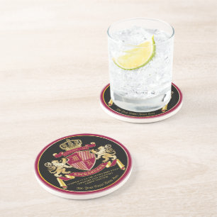 Dessous De Verre En Grès Faites votre propre blason d'armoiries d'or rouge
