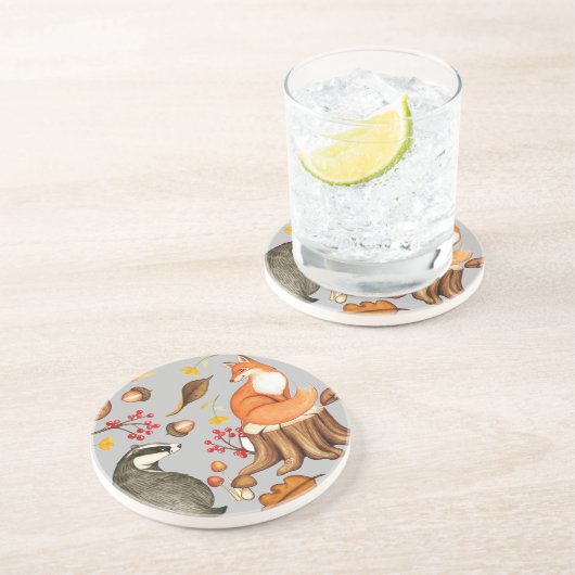 Dessous De Verre En Grès Fall Leaves Badger & Fox (Côté)