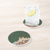 Dessous De Verre En Grès Famille adorable de renards (Côté)