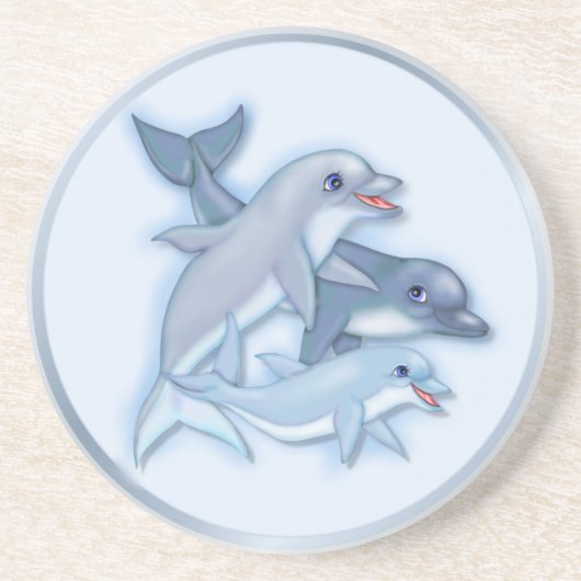 Dessous De Verre En Grès Famille Dolphin (Devant)