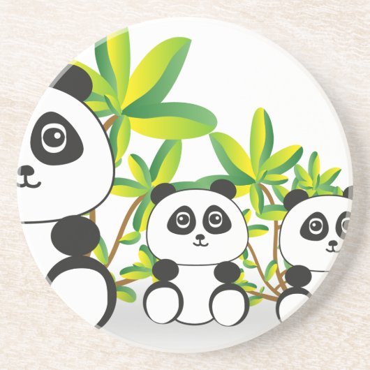 Dessous De Verre En Grès Famille Panda (Devant)