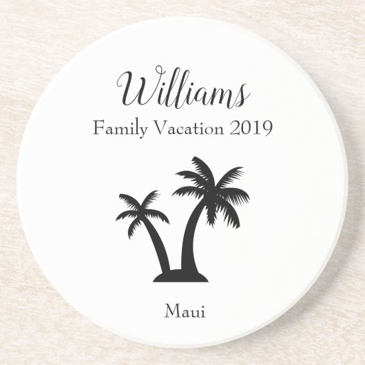 Dessous De Verre En Grès Famille Tropical Vacances Palm Tree Keepsaké (Devant)